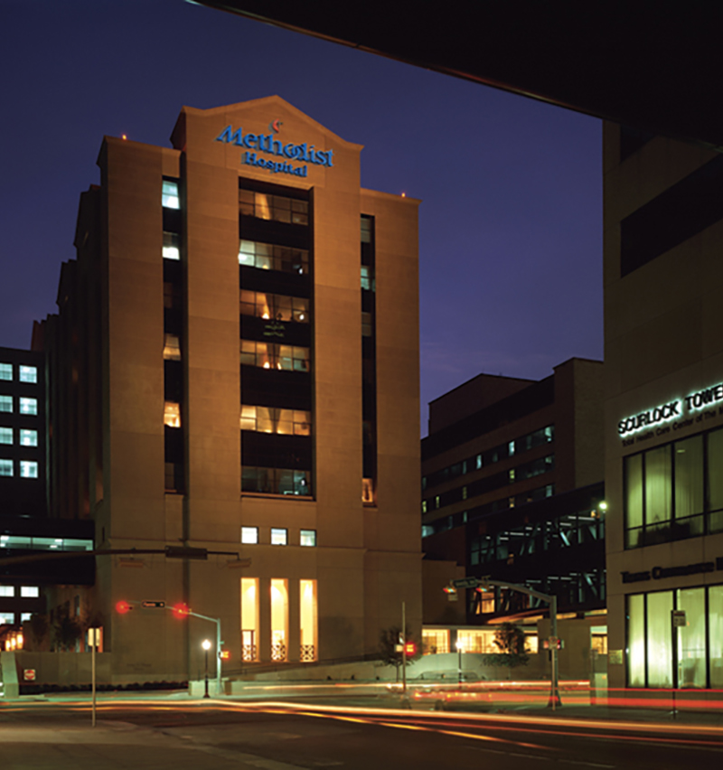 Houston Methodist Hospital Dunn Tower at Night